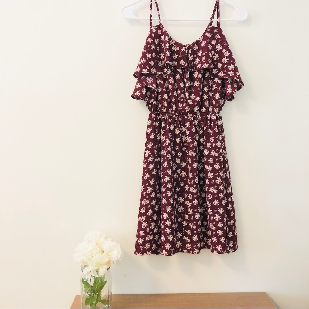 Maroon Floral Sundress